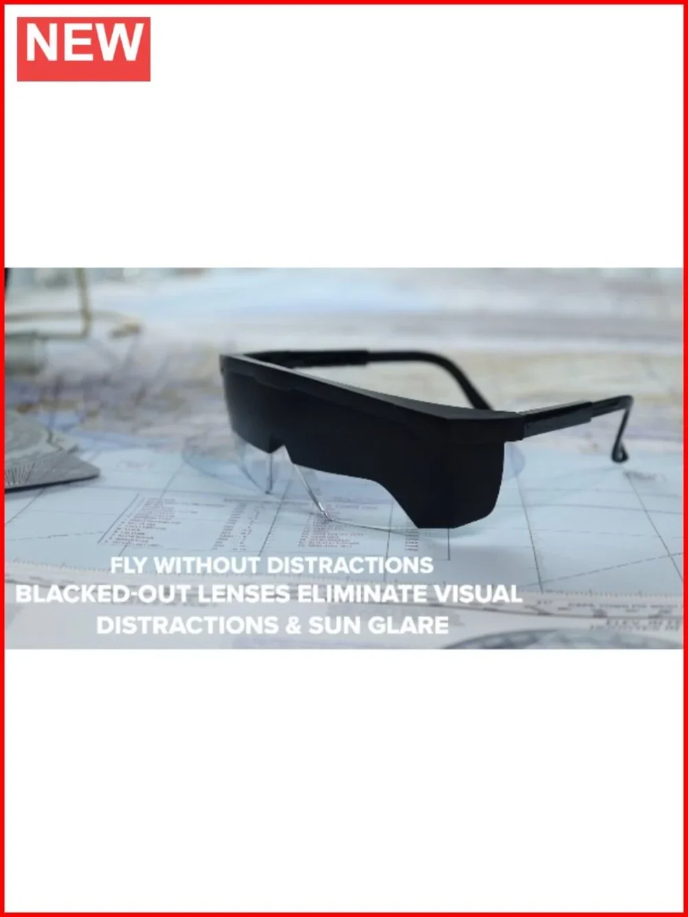IFR Flight Training Glasses - Pilot Goggles with Adjustable Temples, Hard Case